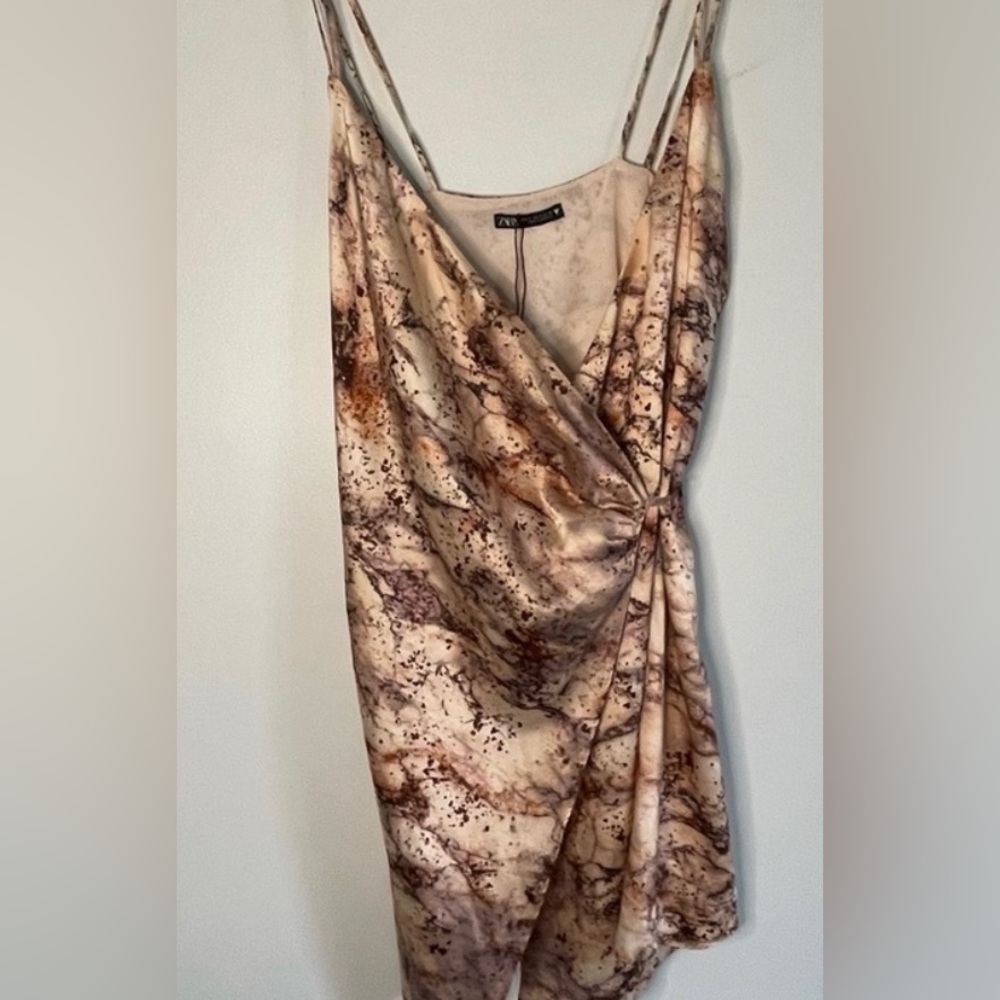 NWTs Zara Mini Wrap Dress Size Small in Blush Pink Color
